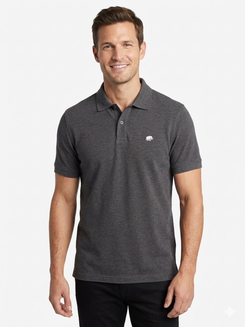 Banana Republic Gray Polo Shirt with Embroidered Elephant Logo Size Large